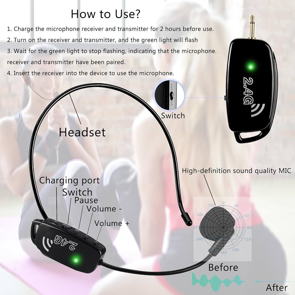 Amazon.com: Wireless Microphone Headset Systems Cordless: 2.4G